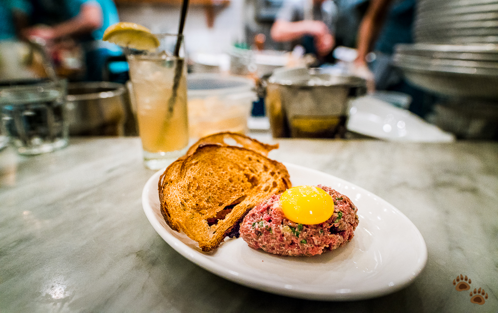 Steak tartare, egg yolk and rye toast - The Walrus and The Carpenter, Seattle, Washington